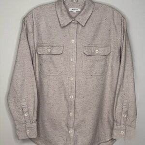 Madewell Women's Speckled Tan Button Down Shirt